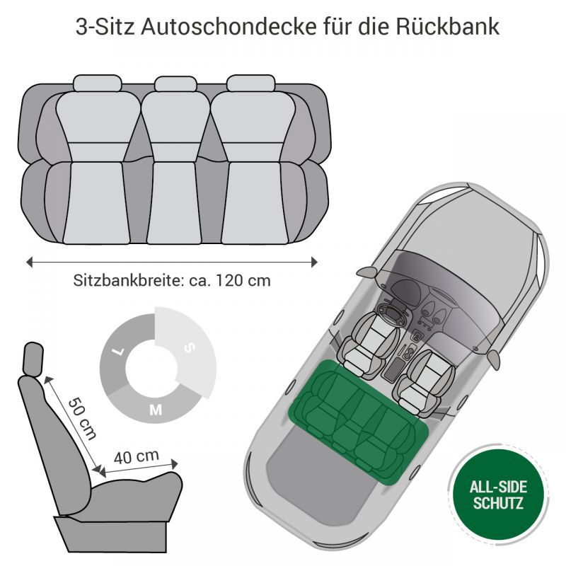 Doctor Bark 3-Sitz Autoschondecke Rückbank grau