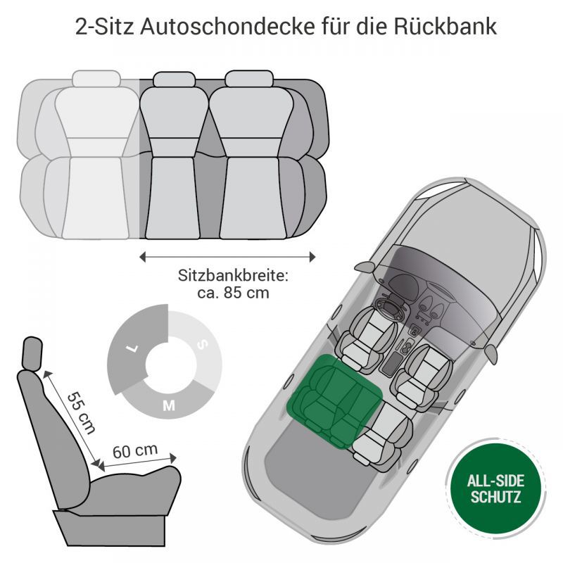 Doctor Bark 2-Sitz Autoschondecke Rückbank schwarz