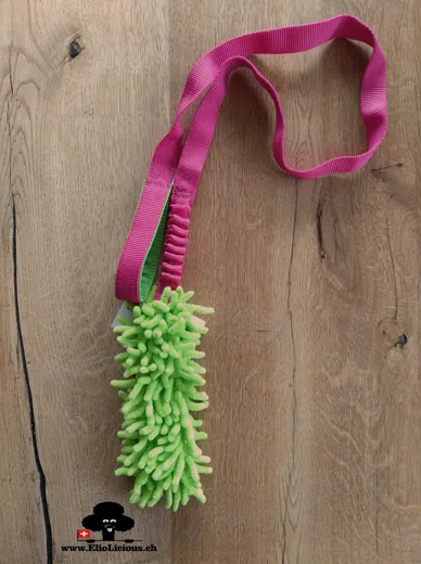 Mop Lime M tug toy sur long webbing avec bungee