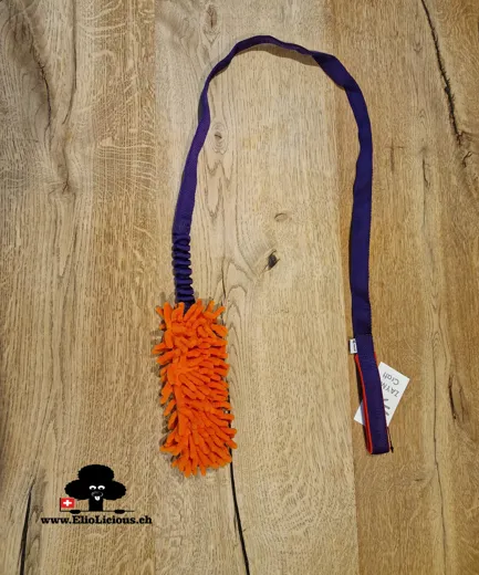 Mop Orange M tug toy sur long webbing avec bungee