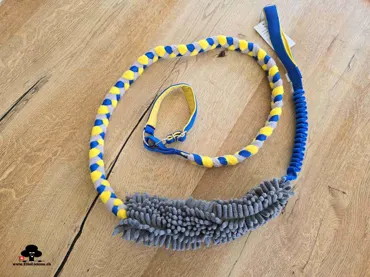 Geflochtene Agility-Leine mit Mop und Bungee blue, gray, yellow
