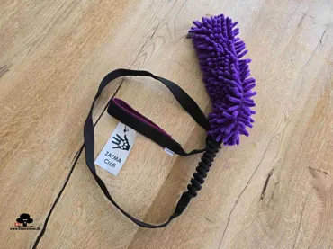 Mop L purple tug toy on long webbing with bungee black, amaranth