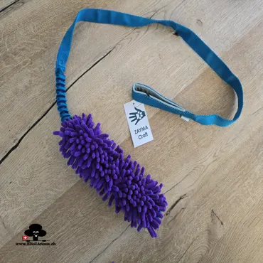 Mop purple tug toy on long webbing with bungee L