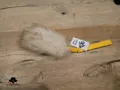 Sheepskin Mouflon fur (mix brown and white) tug toy with bungee handle yellow S